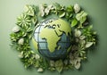 Planet Earth covered in generic vegetation, in a concept of environment, ecology, sustainability, biodiversity and climate change. Royalty Free Stock Photo