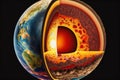 planet Earth in cross-section a large red-hot Generative AI Royalty Free Stock Photo