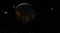 Planet Earth dawn sunset from space. Silhouette planet earth in rays of sun against background of space stars and galaxies 3D Royalty Free Stock Photo