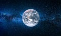 Planet Earth in deep space next to the Milky Way Royalty Free Stock Photo