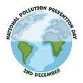 Planet earth design with text around national pollution prevention day