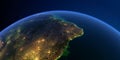 Detailed Earth at night. The eastern part of South America. Brazil Royalty Free Stock Photo