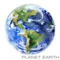 Planet Earth. Earth watercolor background. Royalty Free Stock Photo