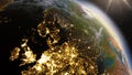 Planet Earth Europe zone using satellite imagery NASA