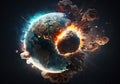 Planet Earth Explosion . AI generated Illustration