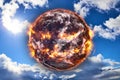 Planet Earth explosion with fire Royalty Free Stock Photo