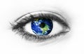 Planet earth in eye Royalty Free Stock Photo