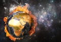 Planet Earth in flames Royalty Free Stock Photo