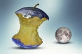 Planet earth in the form of an apple core Royalty Free Stock Photo
