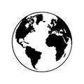 Planet Earth globe world silhouette black and white icon vector Royalty Free Stock Photo