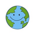Planet Earth. Globe with cute face smiling for humanity vector