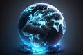 Planet Earth globe. Futuristic glowing planet earth illustration. Generative AI Royalty Free Stock Photo