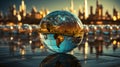 Planet earth globe in a glass ball sphere, world integration and international Royalty Free Stock Photo