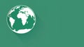 Planet Earth or globe icon on green background with copy space. Royalty Free Stock Photo