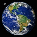 Planet earth America map with the moon on black background. Elements of this image furnished by NASA Royalty Free Stock Photo