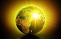 Planet Earth globe on sunlight background. Created with generative Ai Royalty Free Stock Photo