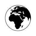 Planet Earth globe world silhouette black and white icon vector Royalty Free Stock Photo