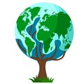 Planet earth grows on a tree, ecological logo on a white. Royalty Free Stock Photo