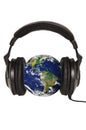 Planet Earth with headphones - World music concept