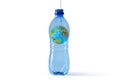 Planet earth on a hook in a plastic bottle - Concept of ecology and stop plastic pollution