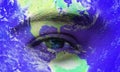 Planet Earth in human eye. world network technology.eye vision. Royalty Free Stock Photo