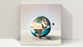 Planet Earth in Hyperrealistic Surrealism, Minimalist Photography, Made with Generative AI