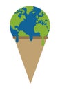 planet earth ice cream melting icon Royalty Free Stock Photo