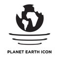 Planet earth icon vector isolated on white background, logo concept of Planet earth sign on transparent background, black filled Royalty Free Stock Photo