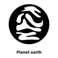 Planet earth icon vector isolated on white background, logo concept of Planet earth sign on transparent background, black filled Royalty Free Stock Photo