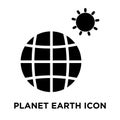 Planet earth icon vector isolated on white background, logo concept of Planet earth sign on transparent background, black filled Royalty Free Stock Photo