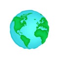 Planet Earth icon. World map in globe shape symbol. South and North America, Africa and Europe continents and oceans Royalty Free Stock Photo