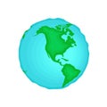 Planet Earth icon. World map in globe shape symbol. South and North America continents and oceans isolated illustration Royalty Free Stock Photo