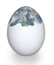 Planet earth inside egg shell