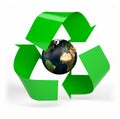 Planet earth inside symbol recycle Royalty Free Stock Photo