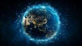 planet earth with an international network of communication in orbit