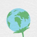 Planet Earth with leaves. Plant. The concept of environmental protection. Royalty Free Stock Photo