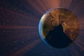 Planet Earth light in space Royalty Free Stock Photo