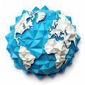 The Planet Earth, made of origami folded paper