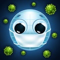Planet earth in medical face mask. dangerous virus attacks