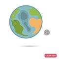 Planet Earth and the Moon color flat icon for web and mobile design Royalty Free Stock Photo