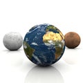 Planet earth,moon and mars Royalty Free Stock Photo