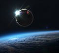 Planet Earth and Solar Eclipse Royalty Free Stock Photo