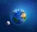 Planet Earth and moonlight in deep space Royalty Free Stock Photo