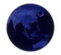 Planet Earth Night Light Asia View Isolated Royalty Free Stock Photo