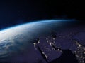 Planet Earth at night. Near East, Africa and Asia Royalty Free Stock Photo