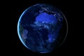 Planet earth at night from space. From Europe and Africa. Elements of this image were furnished by NASA Royalty Free Stock Photo