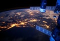 Planet earth at night from space. From Europe and Africa. Elements of this image were furnished by NASA Royalty Free Stock Photo