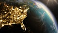 Planet Earth North America zone using satellite imagery NASA