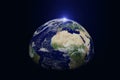 Planet earth from outer space with day and night included blue ring light, Elements of this image are furnished by NASA. Royalty Free Stock Photo