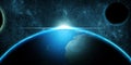 Planet Earth over deep space fantasy background Royalty Free Stock Photo